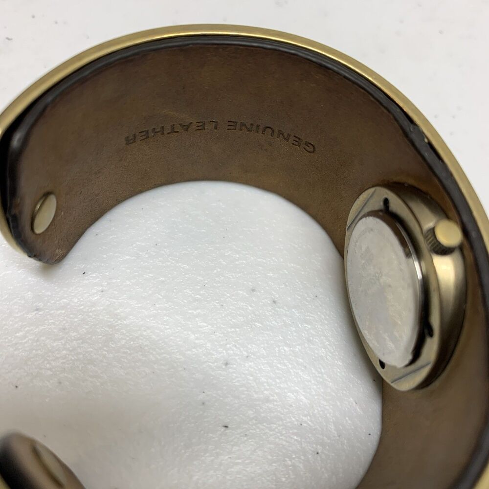 Vintage Fossil Womens Watch Cuff Leather Band 90’s Bracelet Western - Picture 4 of 12